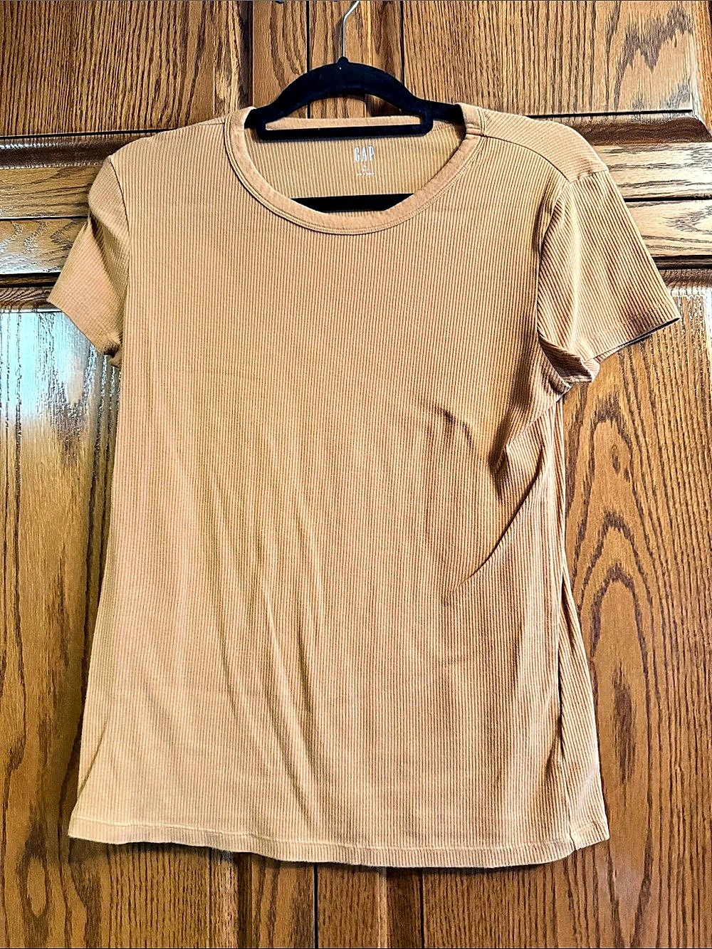 GAP Rib T-Shirt Ribbed Short Sleeve Tee Brown Large